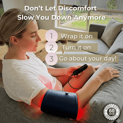 LumiVive RED Light Therapy Band used on knee for muscle recovery
